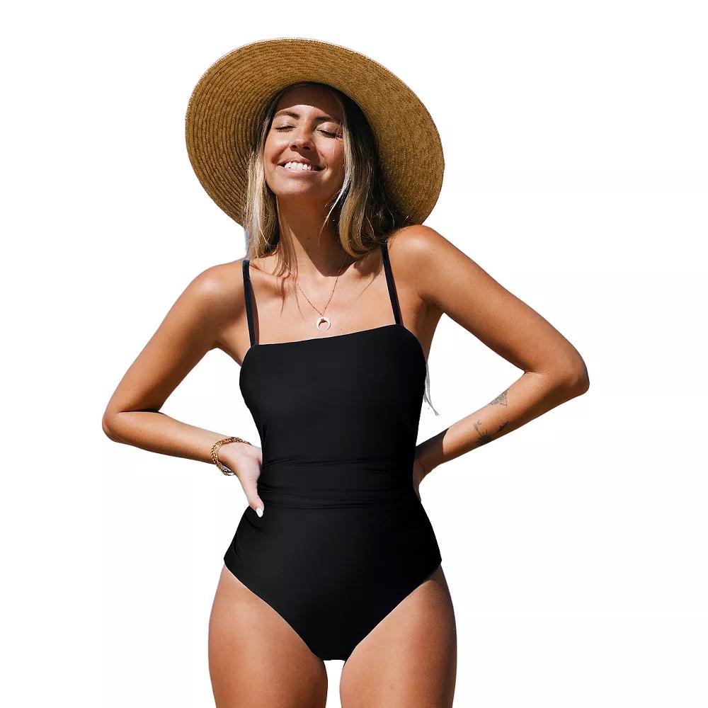 Women's Cupshe Sandy Shirred Strappy Cutout One Piece Swimsuit,  Product Image