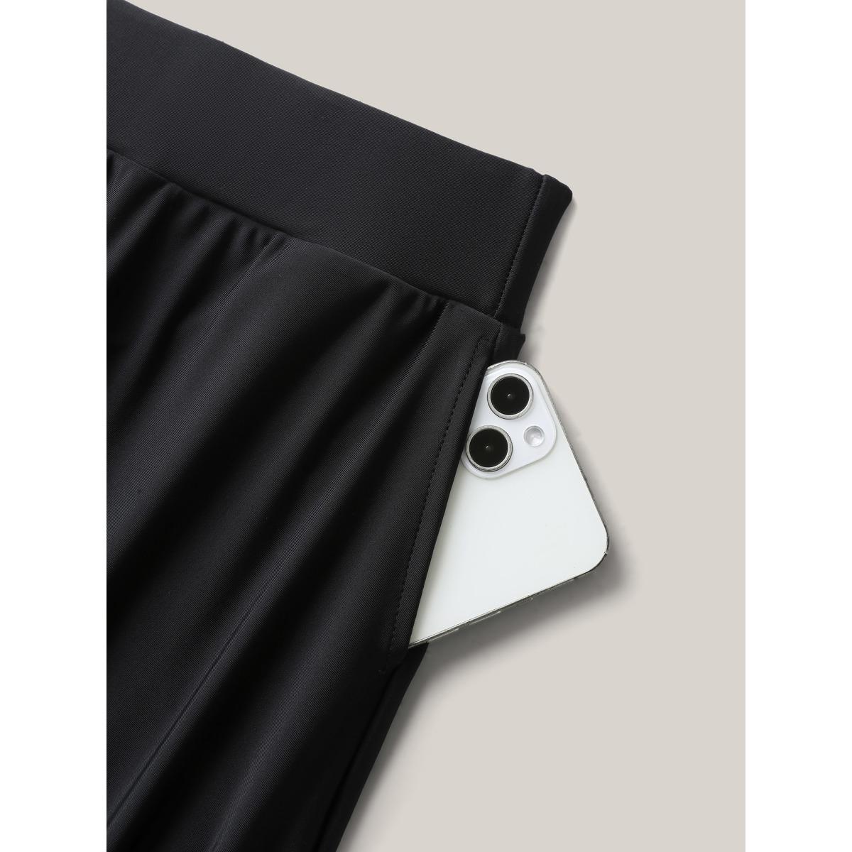 Plus Size Anti Float Tie Pockets Swim Bottoms Women's Swimwear Black Resort High stretch Bodycon High Rise Side seam pocket Curve Swim Bottoms BloomChic 12/L Product Image