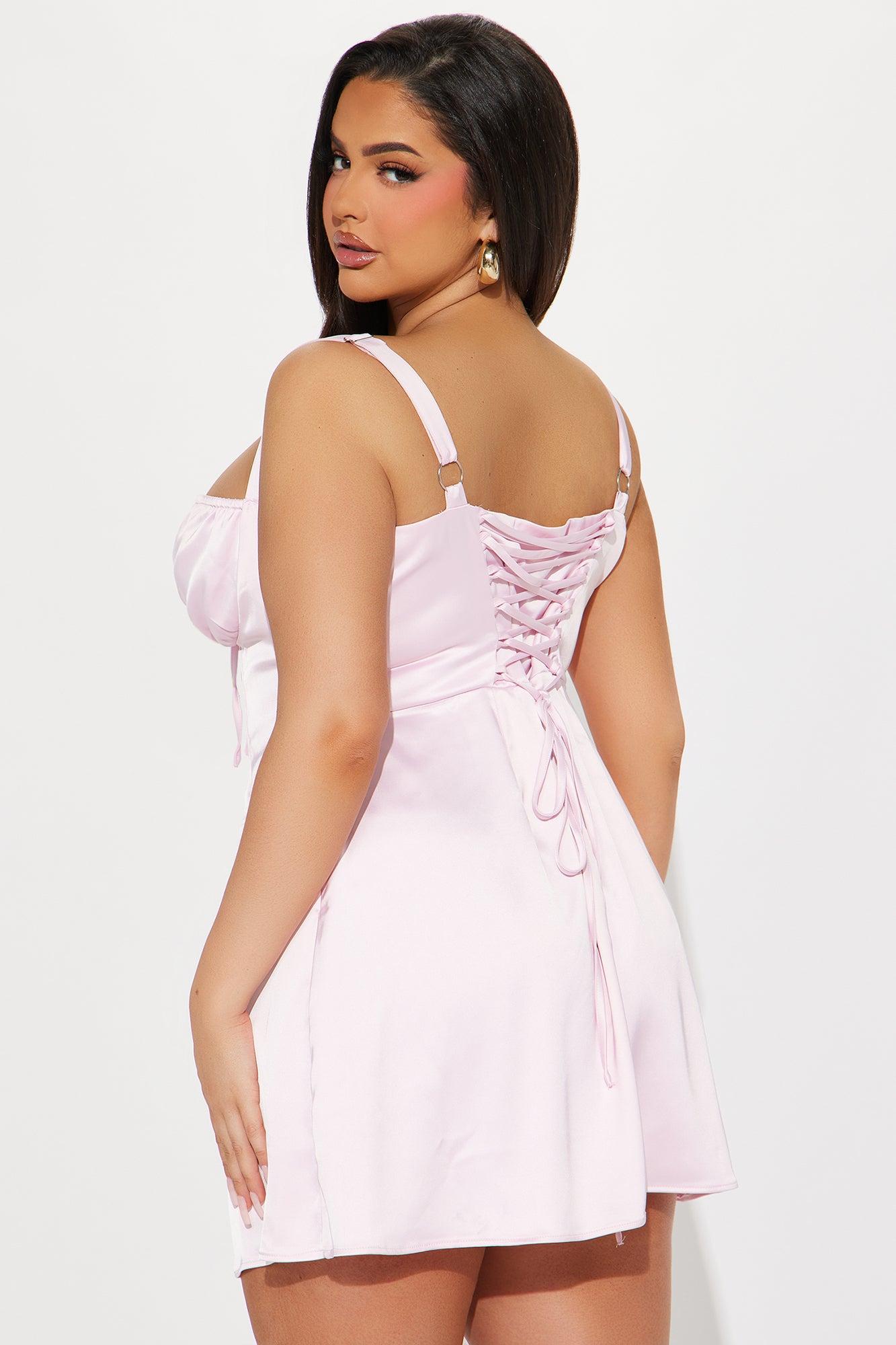 Pink Champagne Satin Mini Dress - Pink Product Image