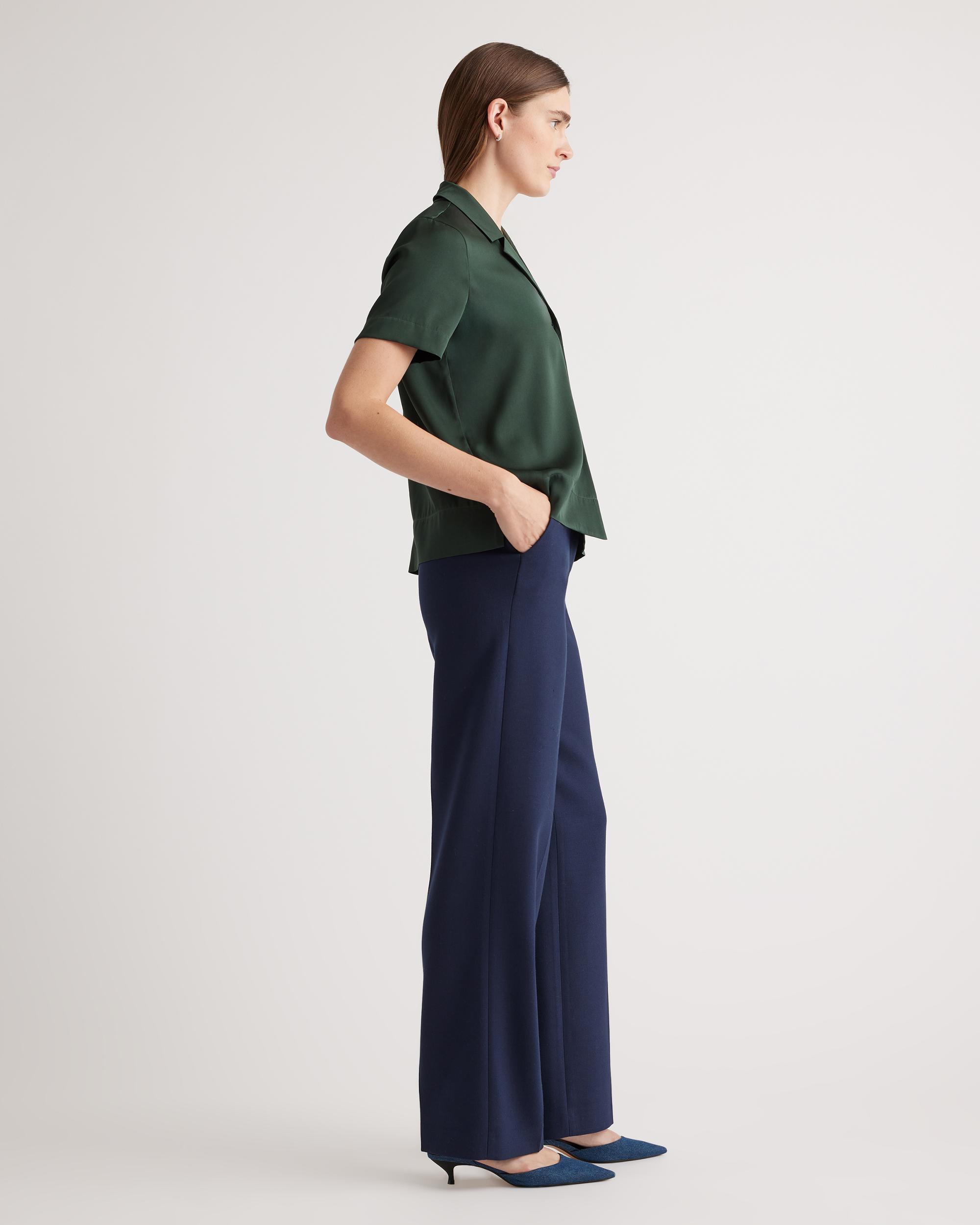 Quince | Women's Washable Stretch Silk Short Sleeve Notch Collar Blouse Size XL, Mulberry Silk Product Image