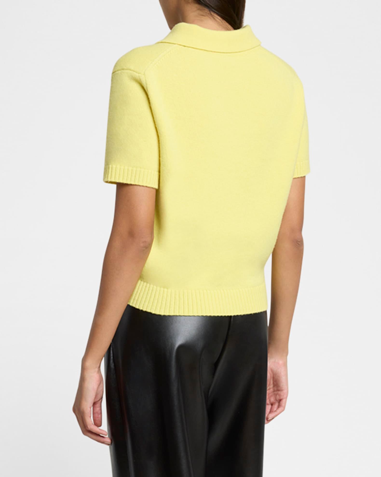 Embroidered Short-Sleeve Wool-Cashmere Polo Product Image