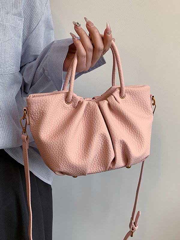 Pleated Solid Color Zipper Crossbody Bags Handbags Product Image
