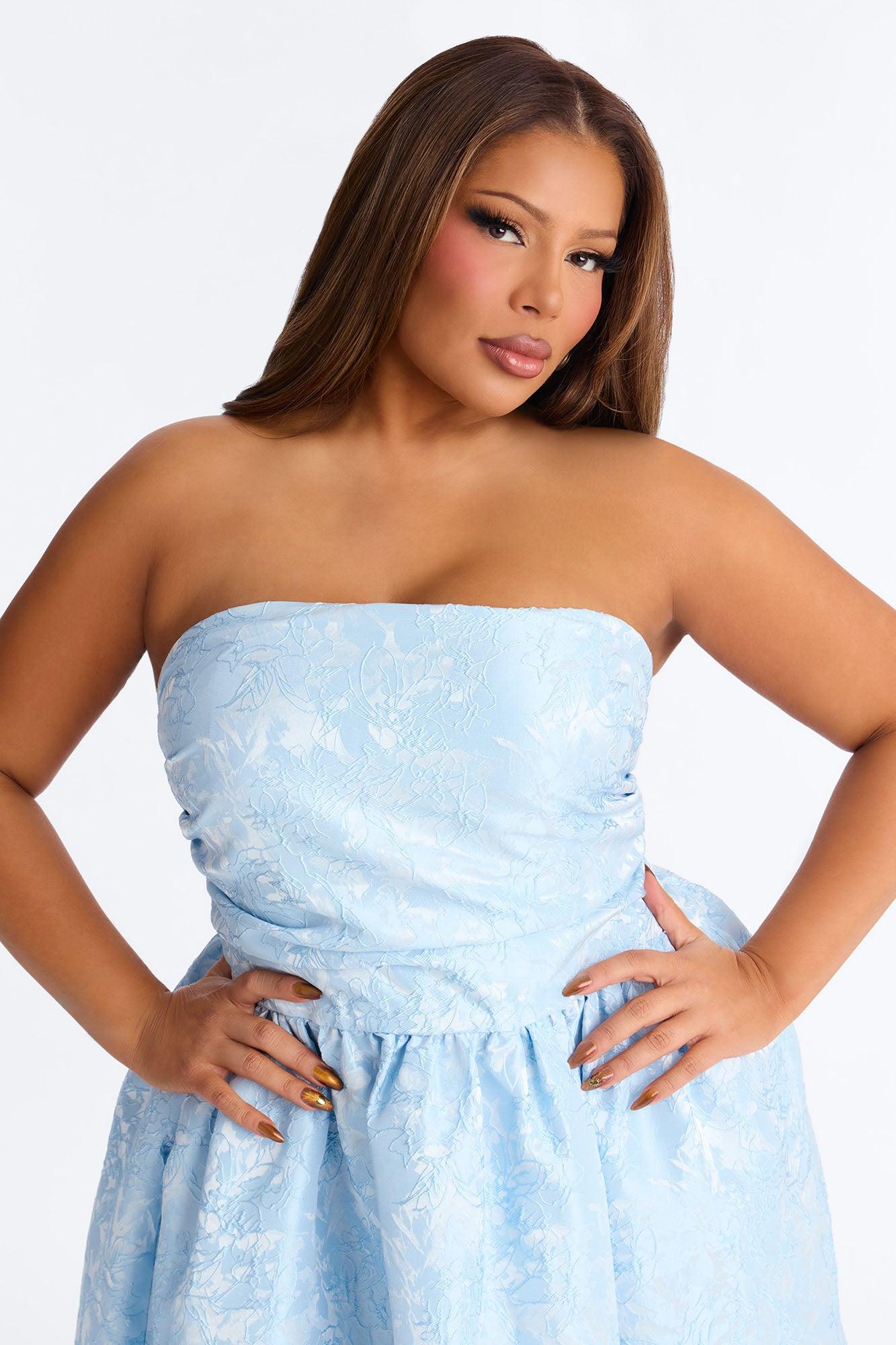 Pamela Floral Jacquard Midi Dress - Blue Female Product Image