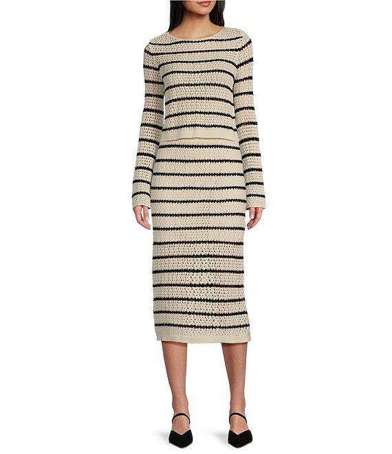 Evolutionary Mid Rise Coordinating Stripe Sweater Skirt Product Image