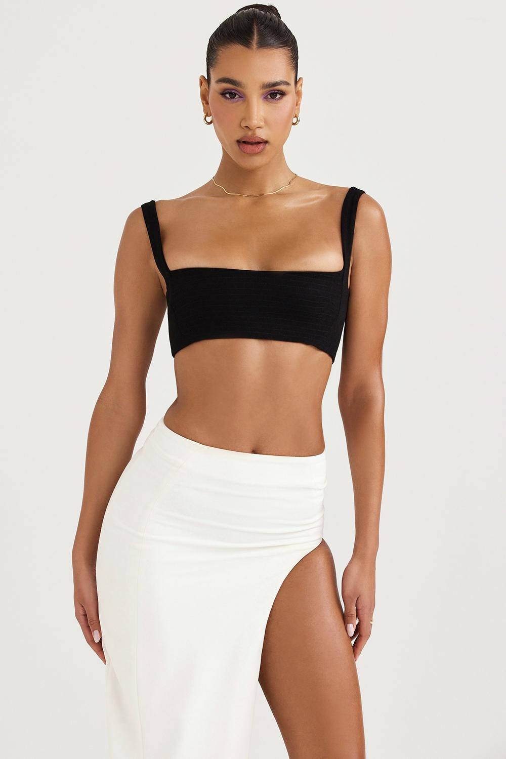 Luciana  black pleated bandeau top Product Image