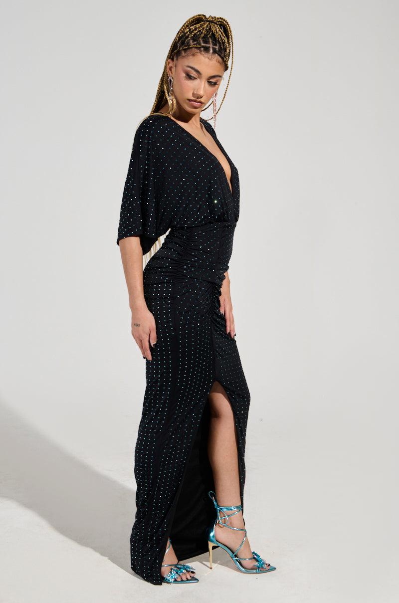 IT'S GIVING HOLIDAY RHINESTONE MAXI DRESS Product Image