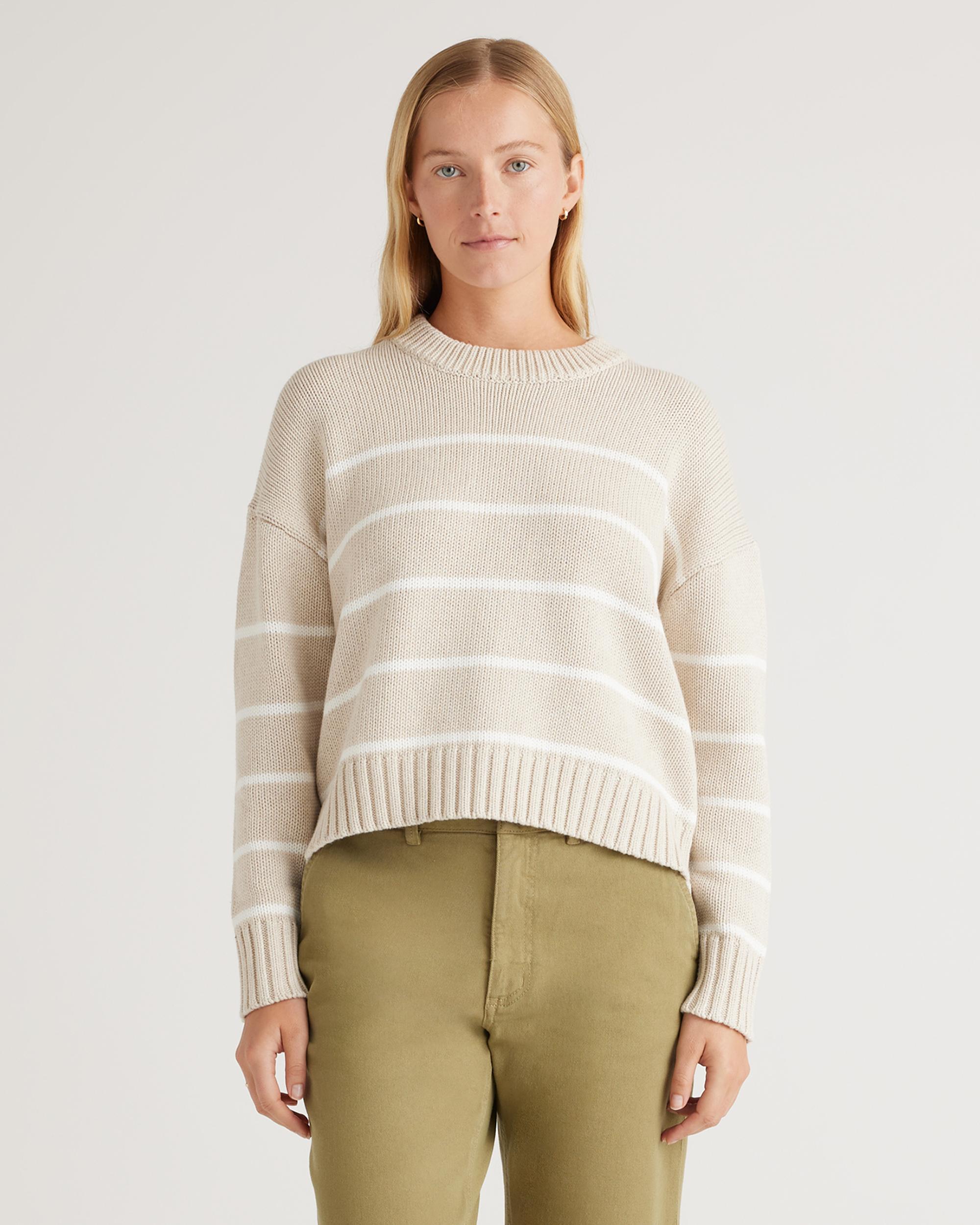 Quince | Women's Striped Crew Sweater Organic Cotton Product Image
