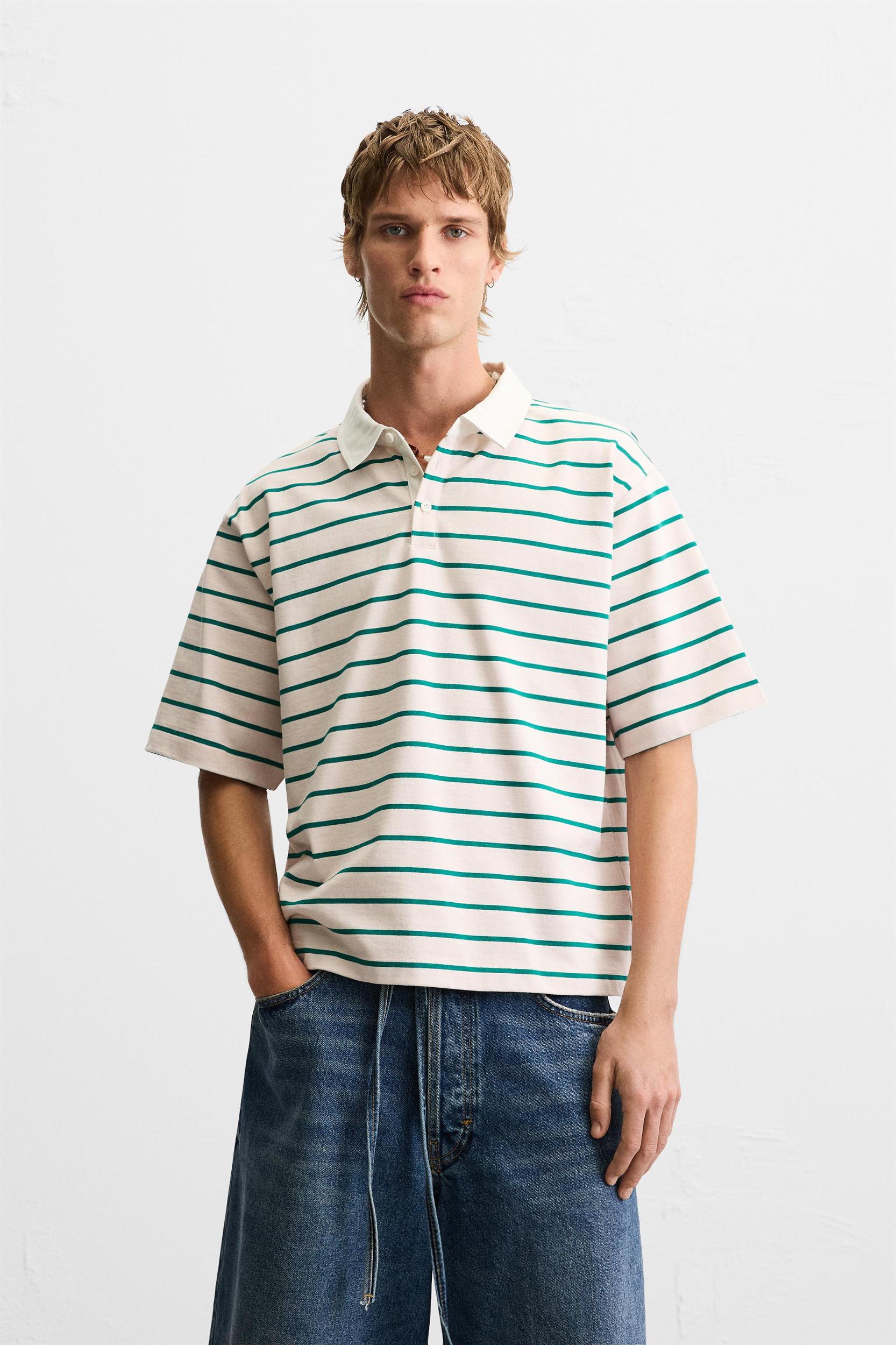 STRIPED RELAXED FIT POLO SHIRT Product Image