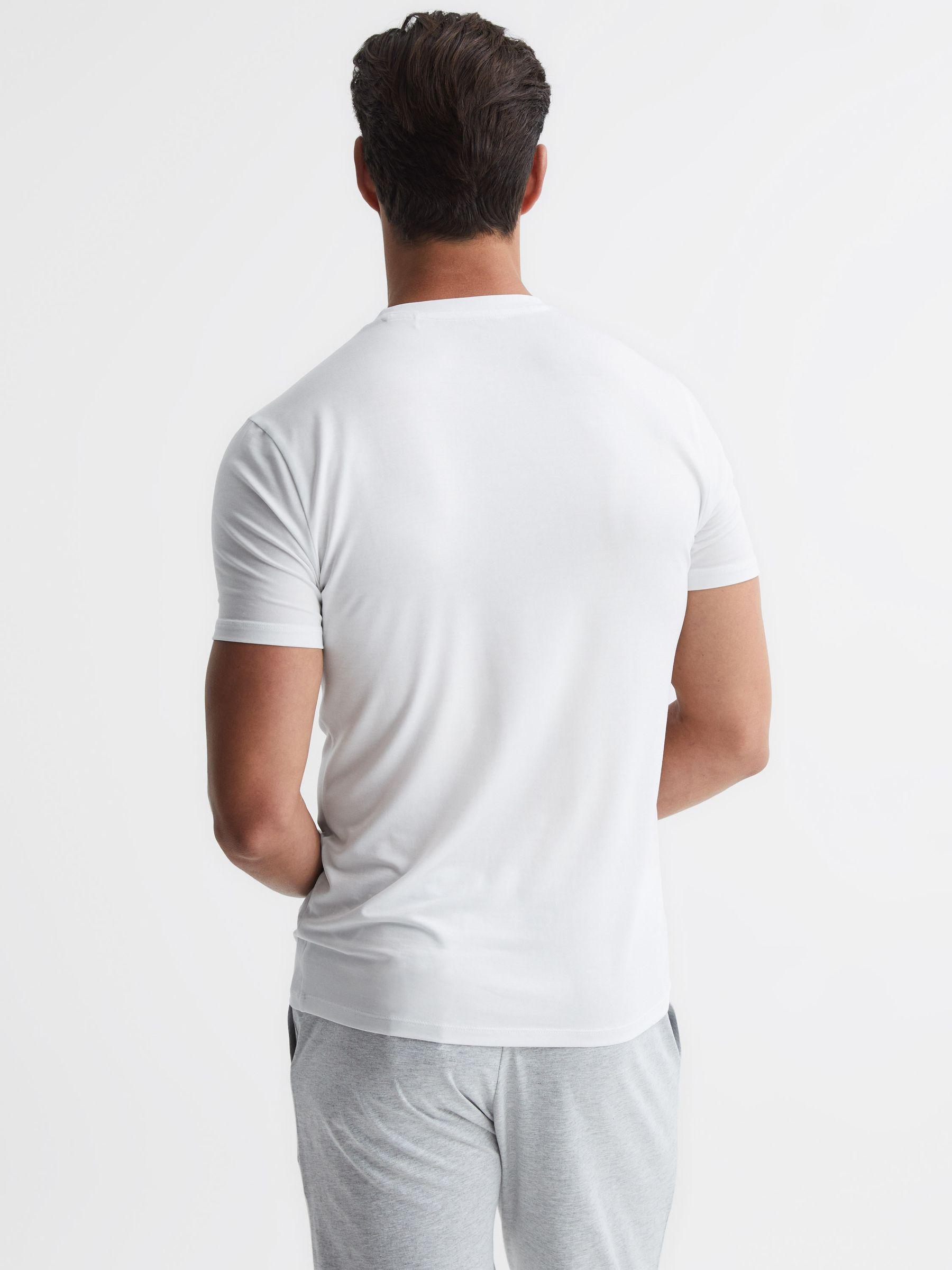 Crew Neck Mercerised Cotton Jersey T-Shirt in White Product Image