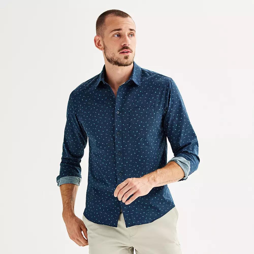 Men's FLX Slim Performance Untucked-Fit Button Down Long Sleeve Shirt,  Product Image