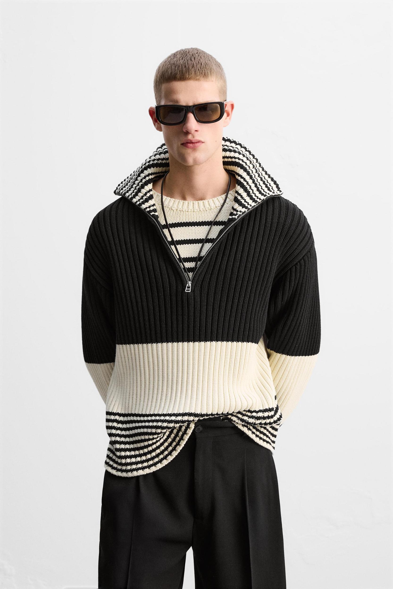 LIMITED EDITION STRIPED ZIP NECK SWEATER Product Image