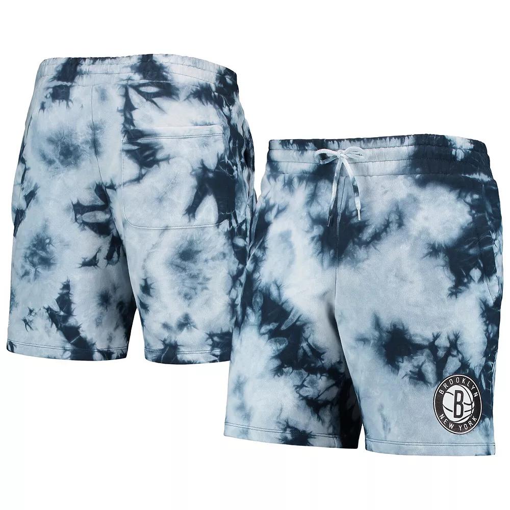 Men's New Era Blue Brooklyn Nets Fleece Tie-Dye Shorts, Size: 2XL Product Image