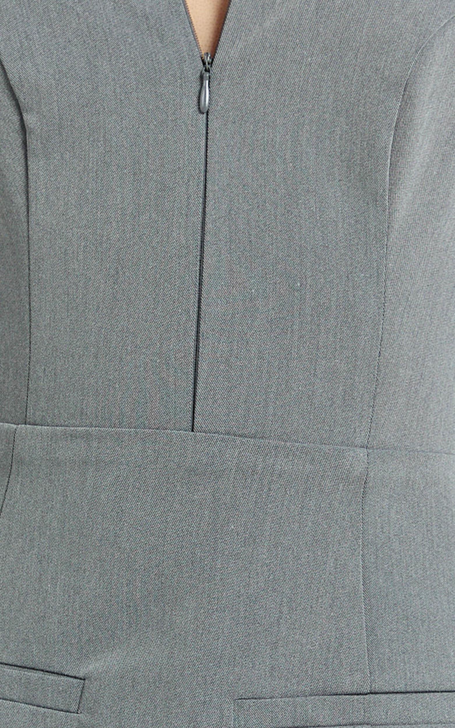 Latisha Mini Dress - Halter Collared Fitted Dress in Grey Product Image