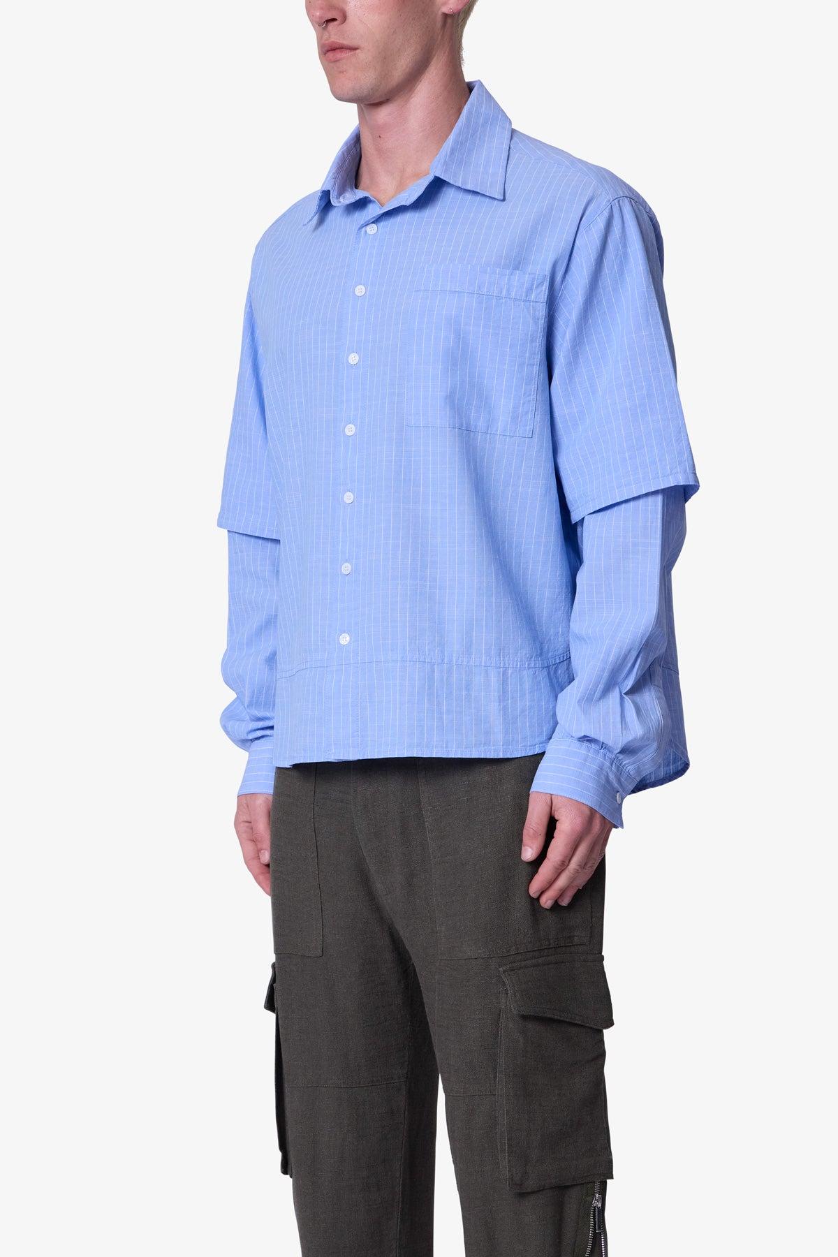 Chambray Double Layer Shirt - Blue Product Image