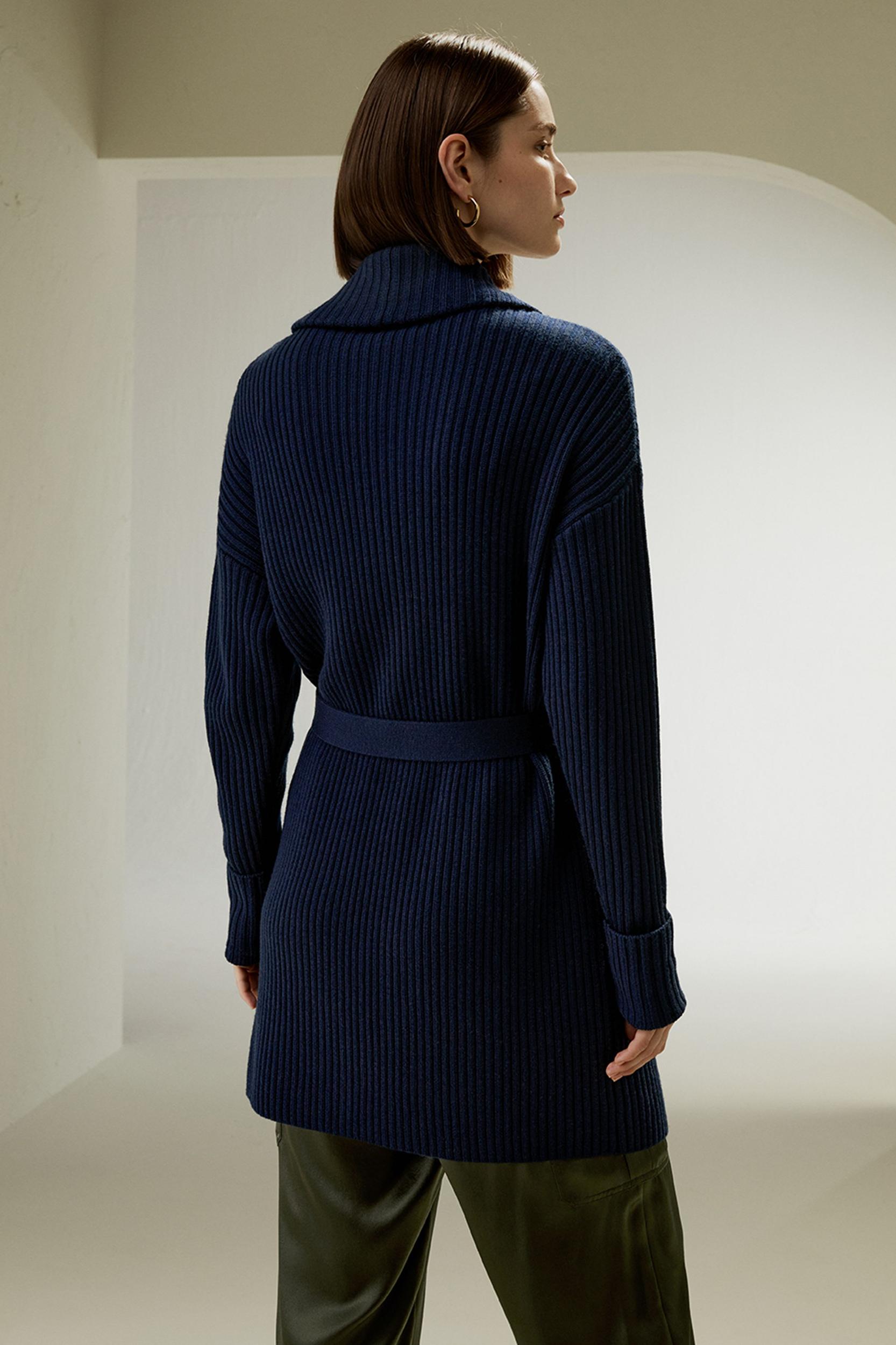 LILYSILK Wool Cardigans Womens Camel Pure Wool Elegant Belted Sweater L Product Image