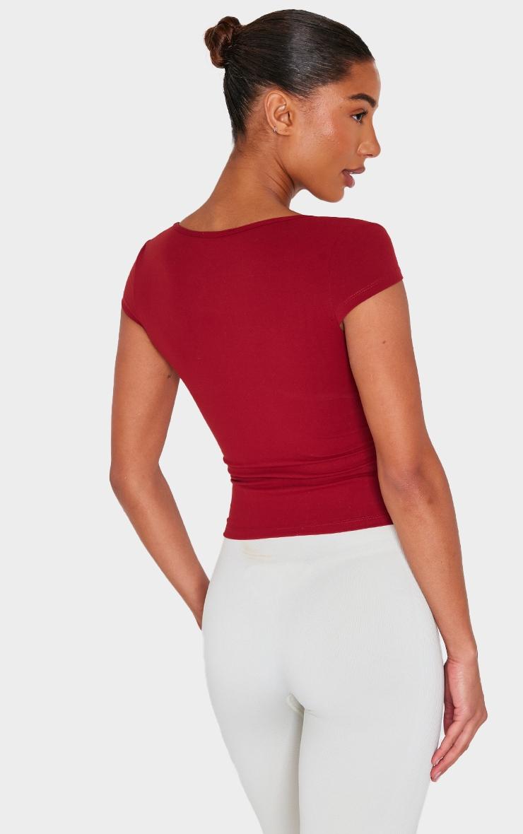 Burgundy Contour Jersey Square Neck Long Top Product Image