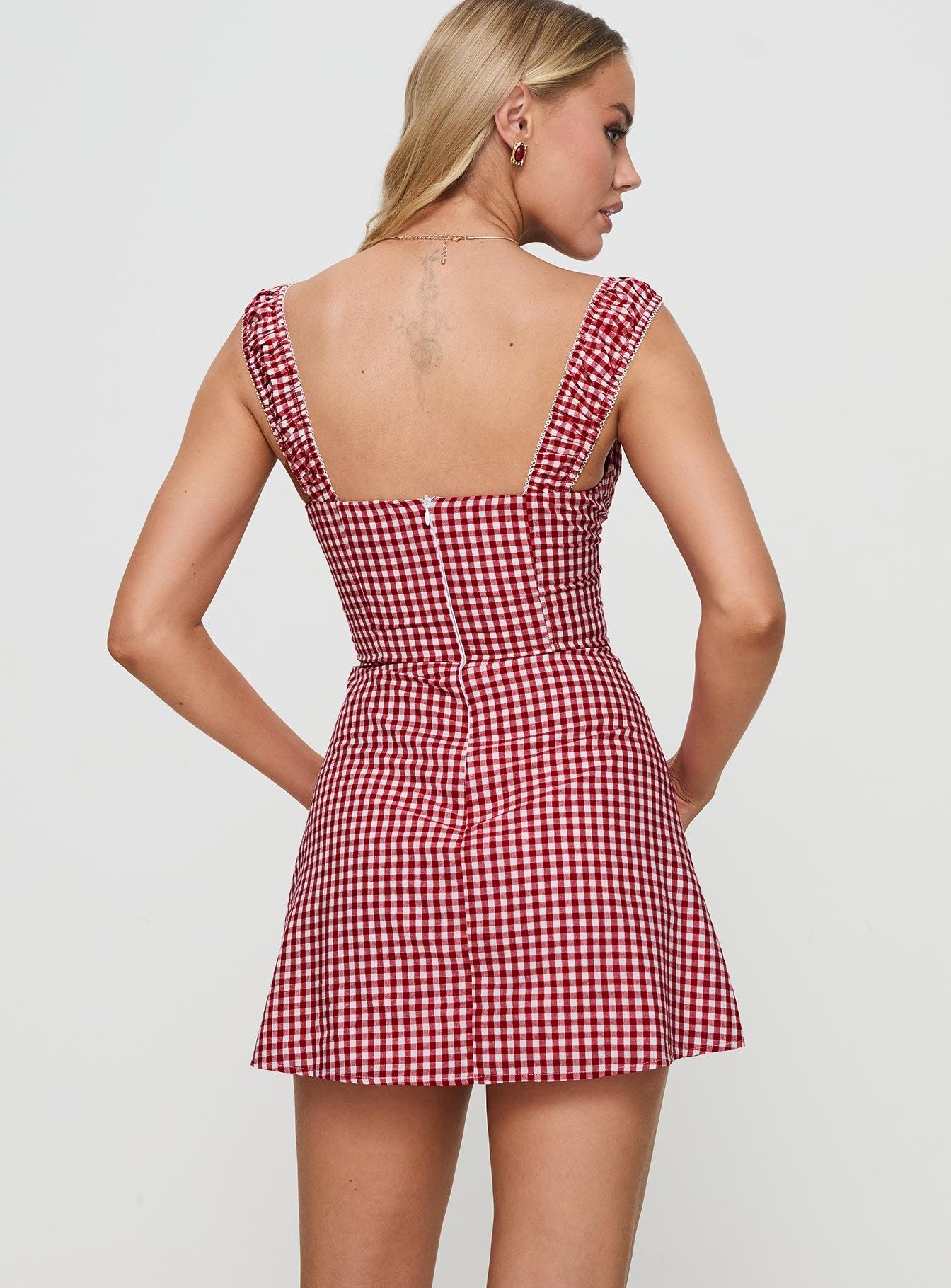 Faubert Mini Dress Red Gingham Product Image