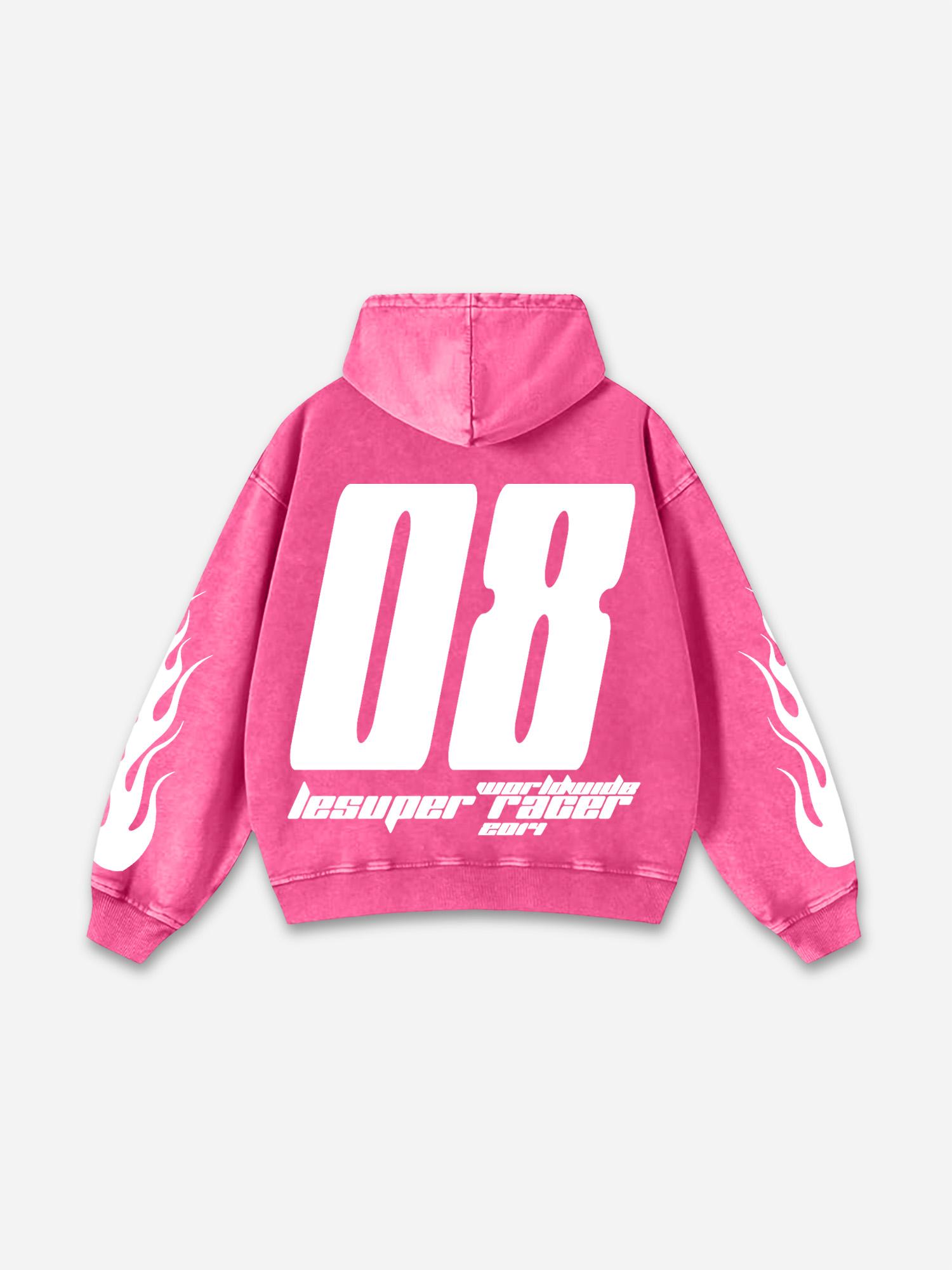 Sopula Vintage Lesuper Racer On The Way Graphic Acid Washed Oversized Hoodie Product Image