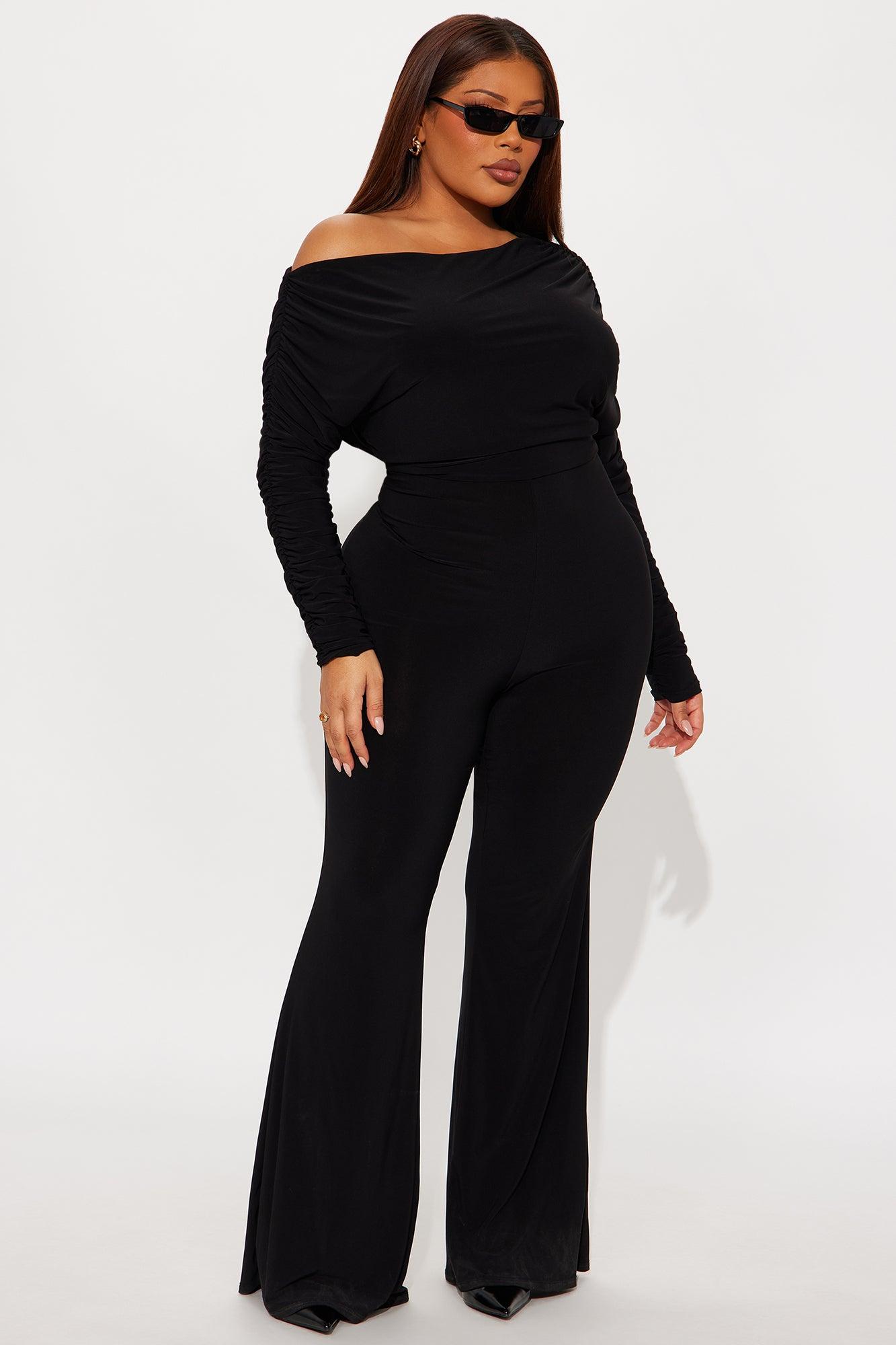 Evangeline Off Shoulder Flare Leg Jumpsuit - Black Female Product Image