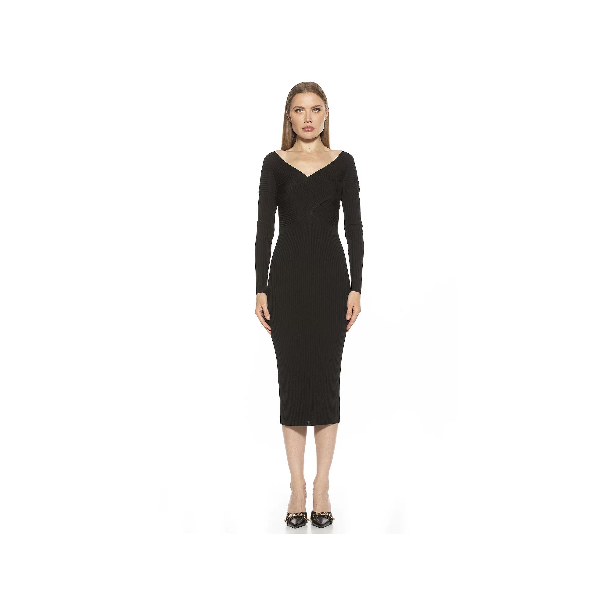 Women's ALEXIA ADMOR Christy Crossover Long Sleeve Ribbed Knit Dress,  Product Image