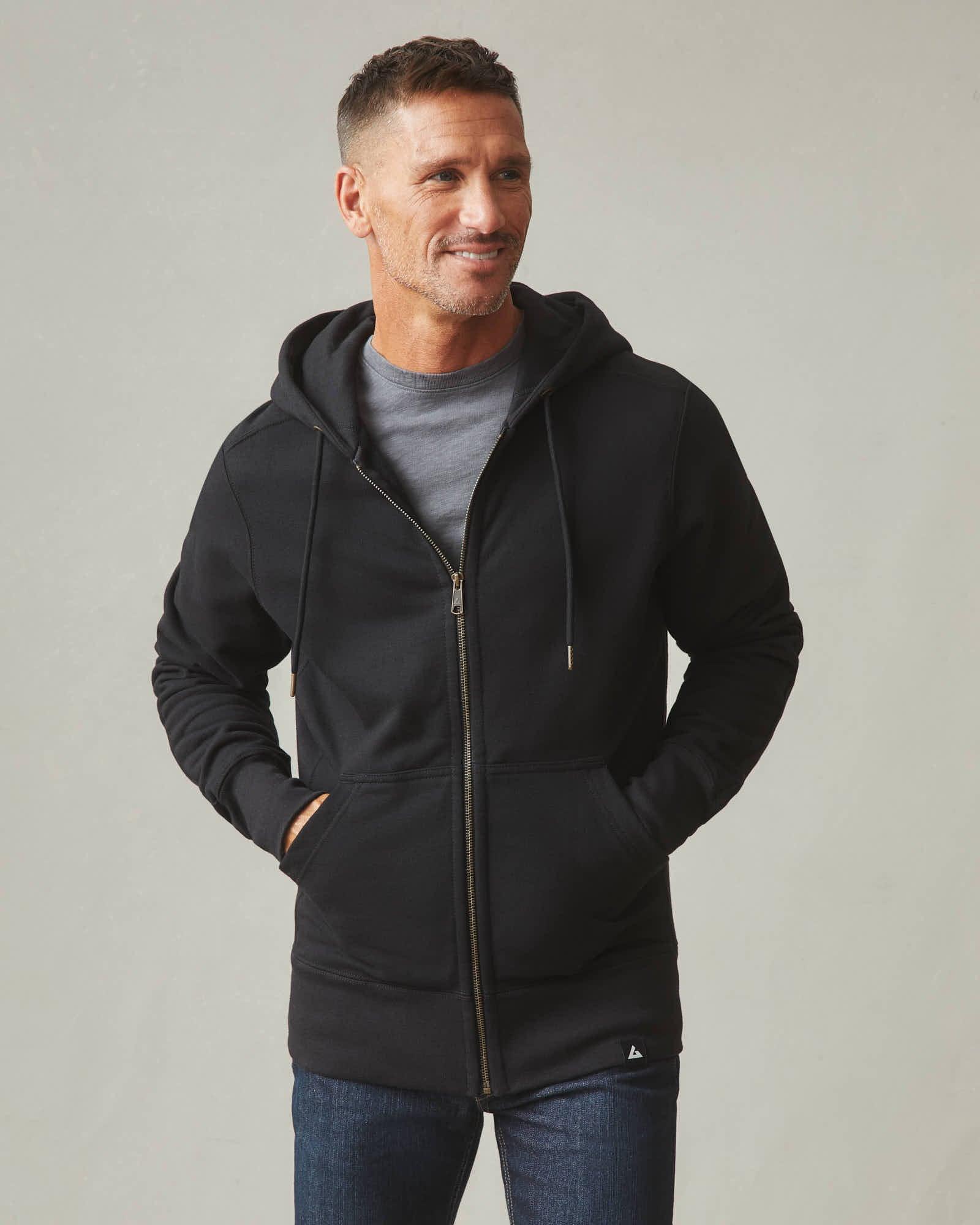 Men's Classic Full Zip USA Embroidery - Black Product Image