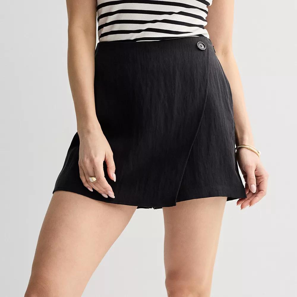 Women's Nine West Asymmetrical Wrap Skort, Size: XL, Black Product Image