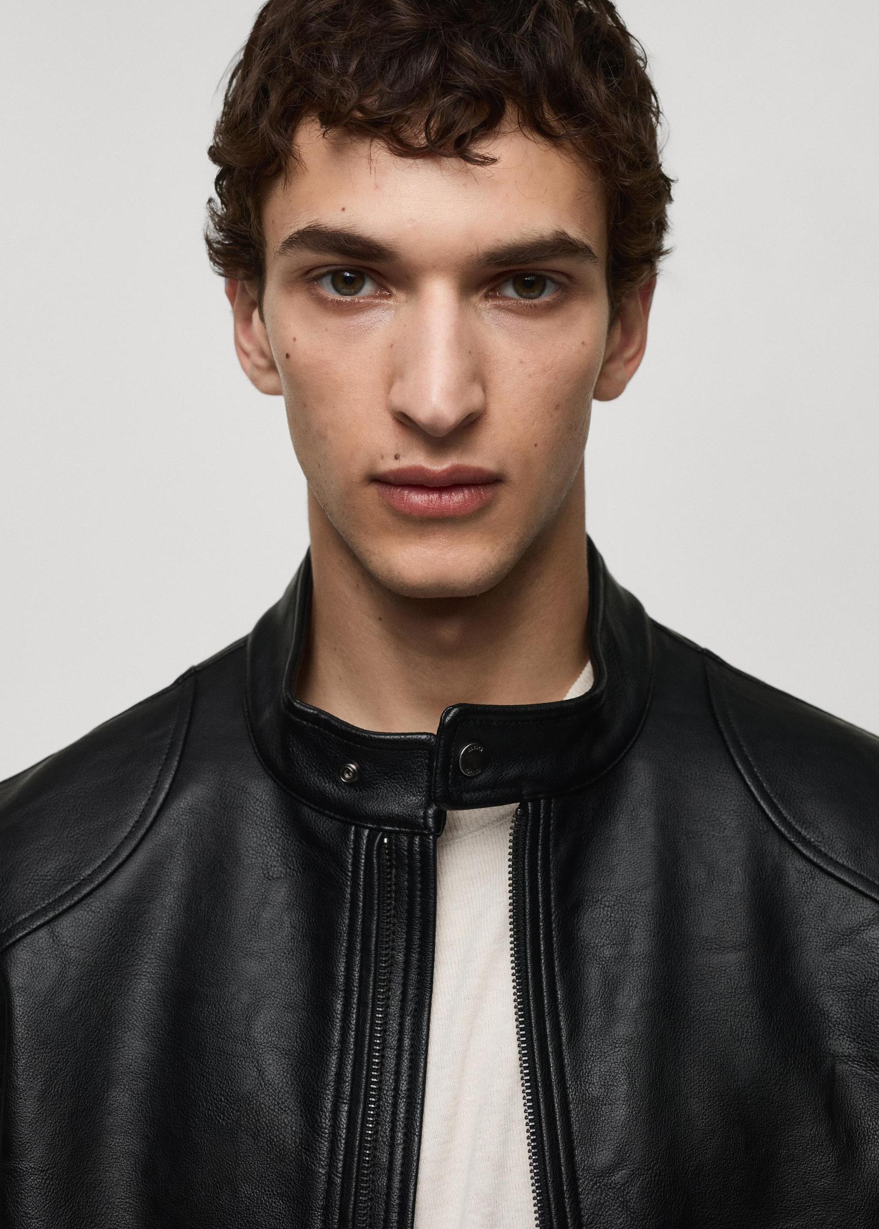 Zip-up leather-effect jacket - Men | MANGO USA Product Image