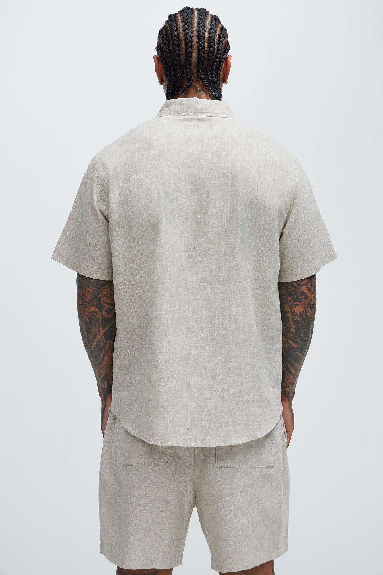 Bahamas Linen Classic Button Up Shirt - Stone Product Image