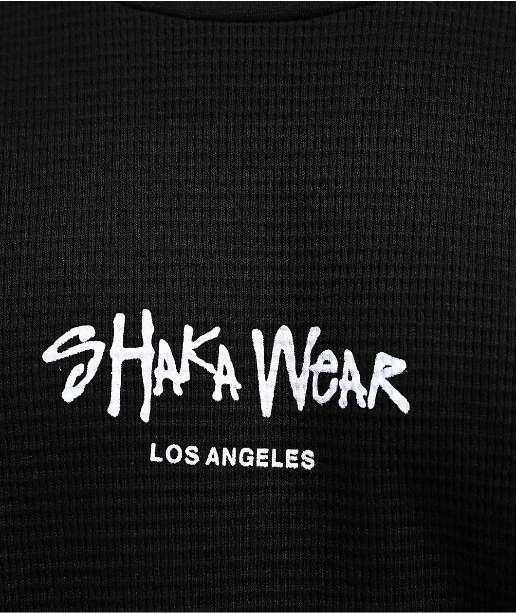Shaka Wear Logo Black Heavyweight Long Sleeve Thermal T-Shirt Product Image