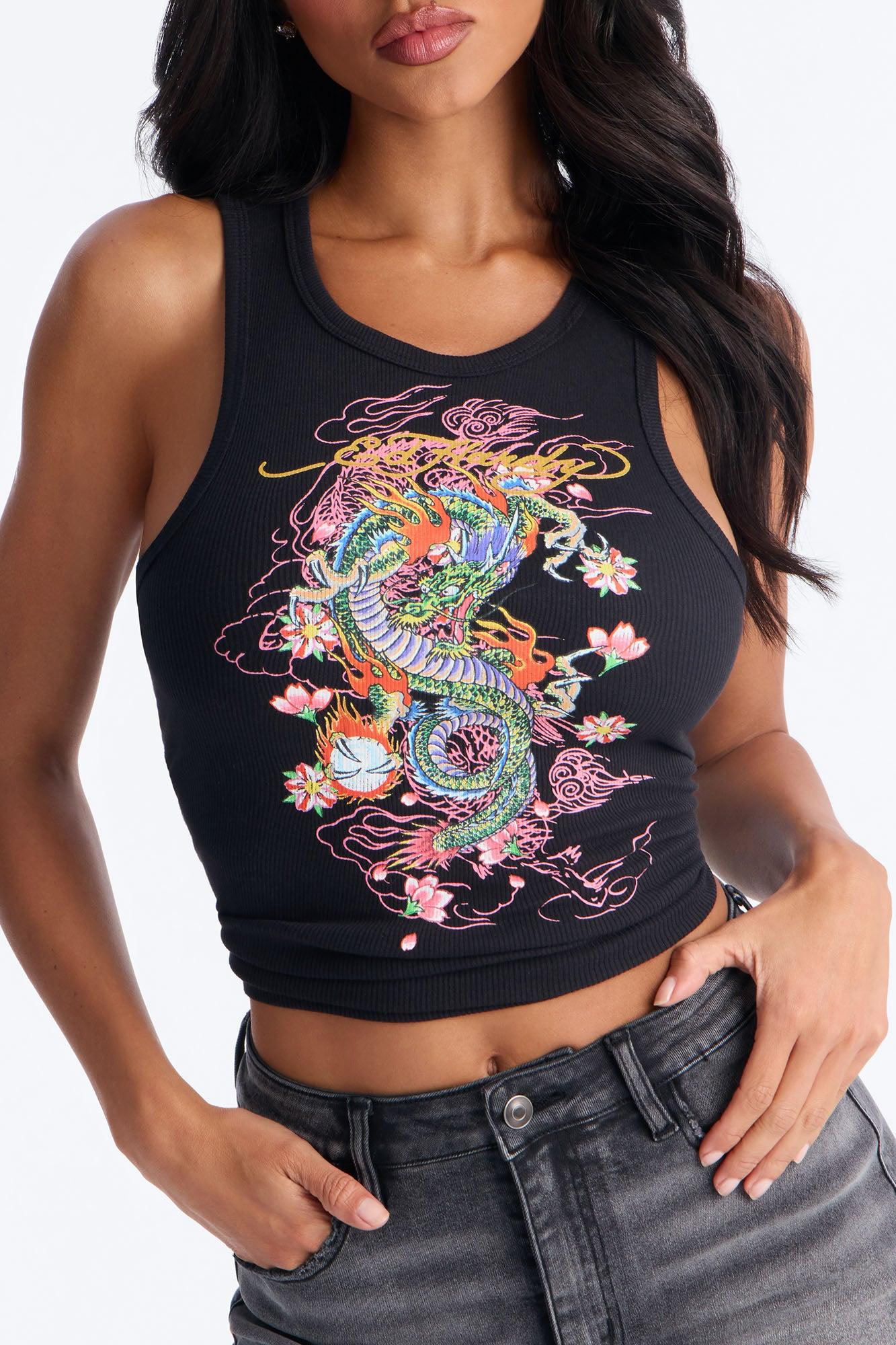 Ed Hardy Danger Dragon Tank Top - Black Female Product Image