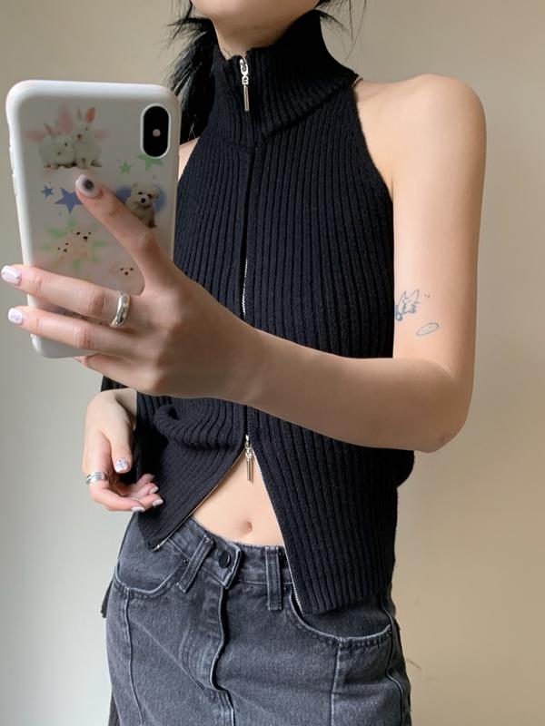 Solid Ribbed Knit Cardigan Product Image