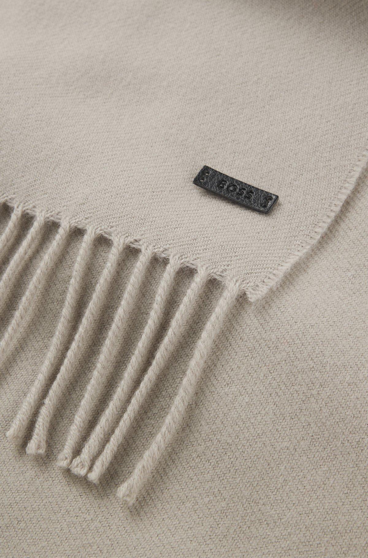 Wool scarf with faux-leather logo patch Product Image