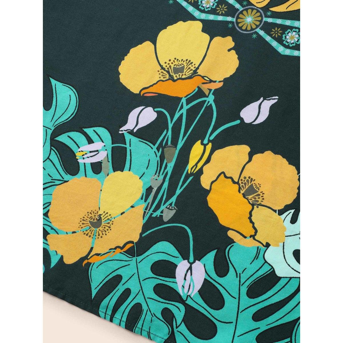 Plus Size Boho Print Elastic Waist Cami Dress Cyan Women Resort Gathered Non Sleeveless Curvy BloomChic 10/M Product Image