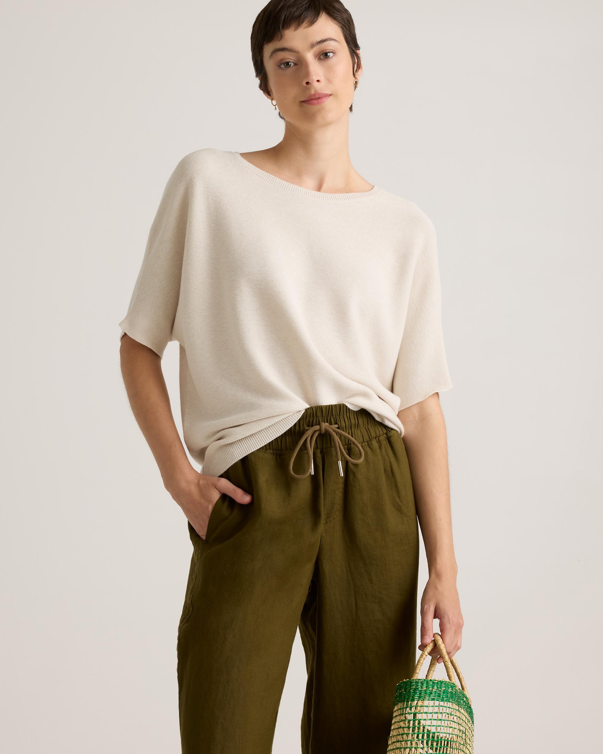 Quince | Women's Lightweight Cotton Cashmere Link-Stitch Dolman Sweater Product Image