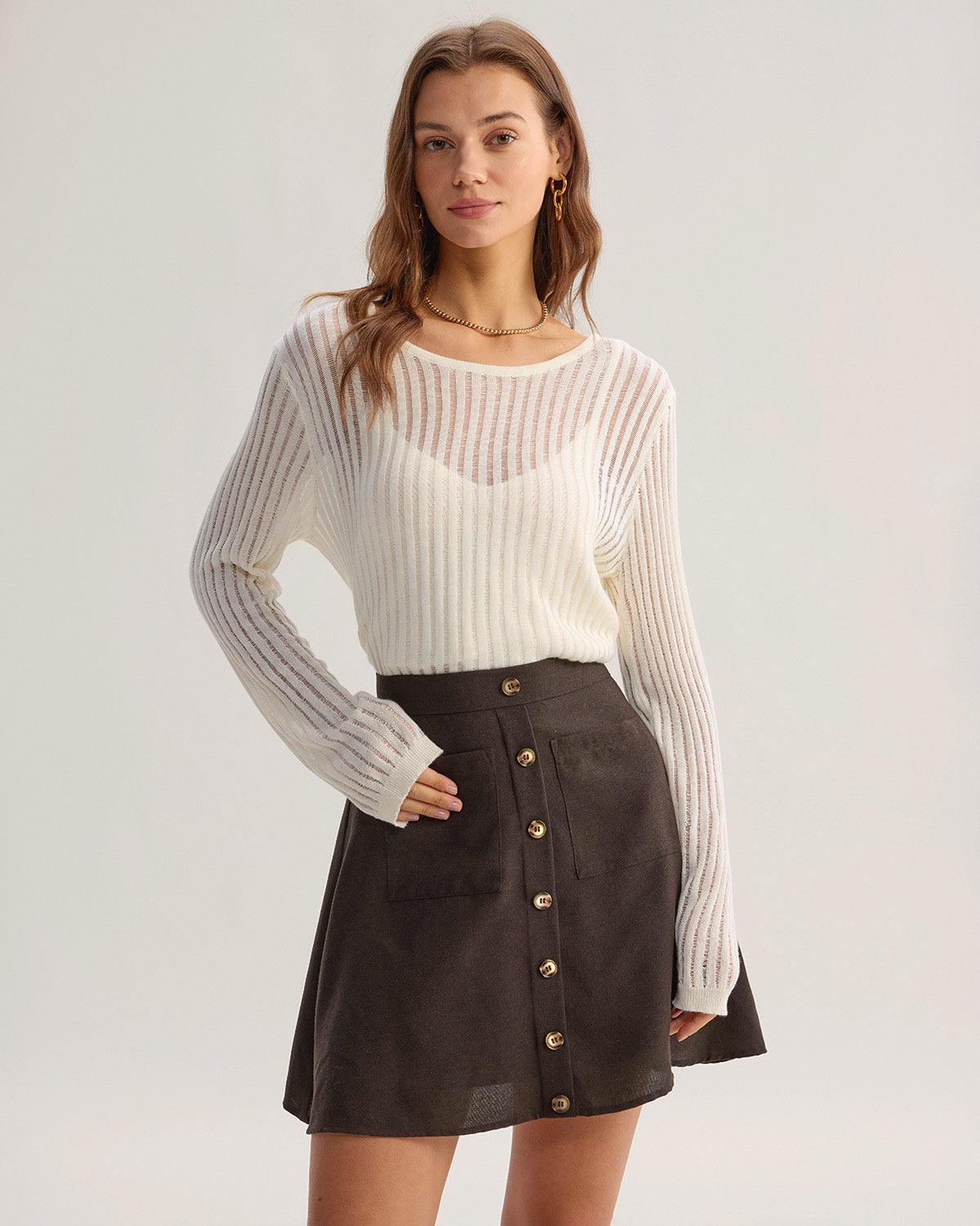 Brown Pocket High Waisted Skirt Product Image