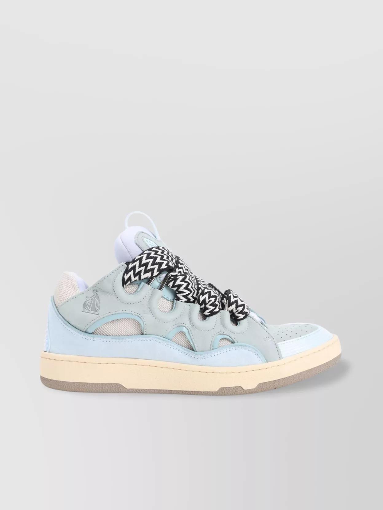 LANVIN Suede Leather Curb Sneakers Men In Blue Product Image