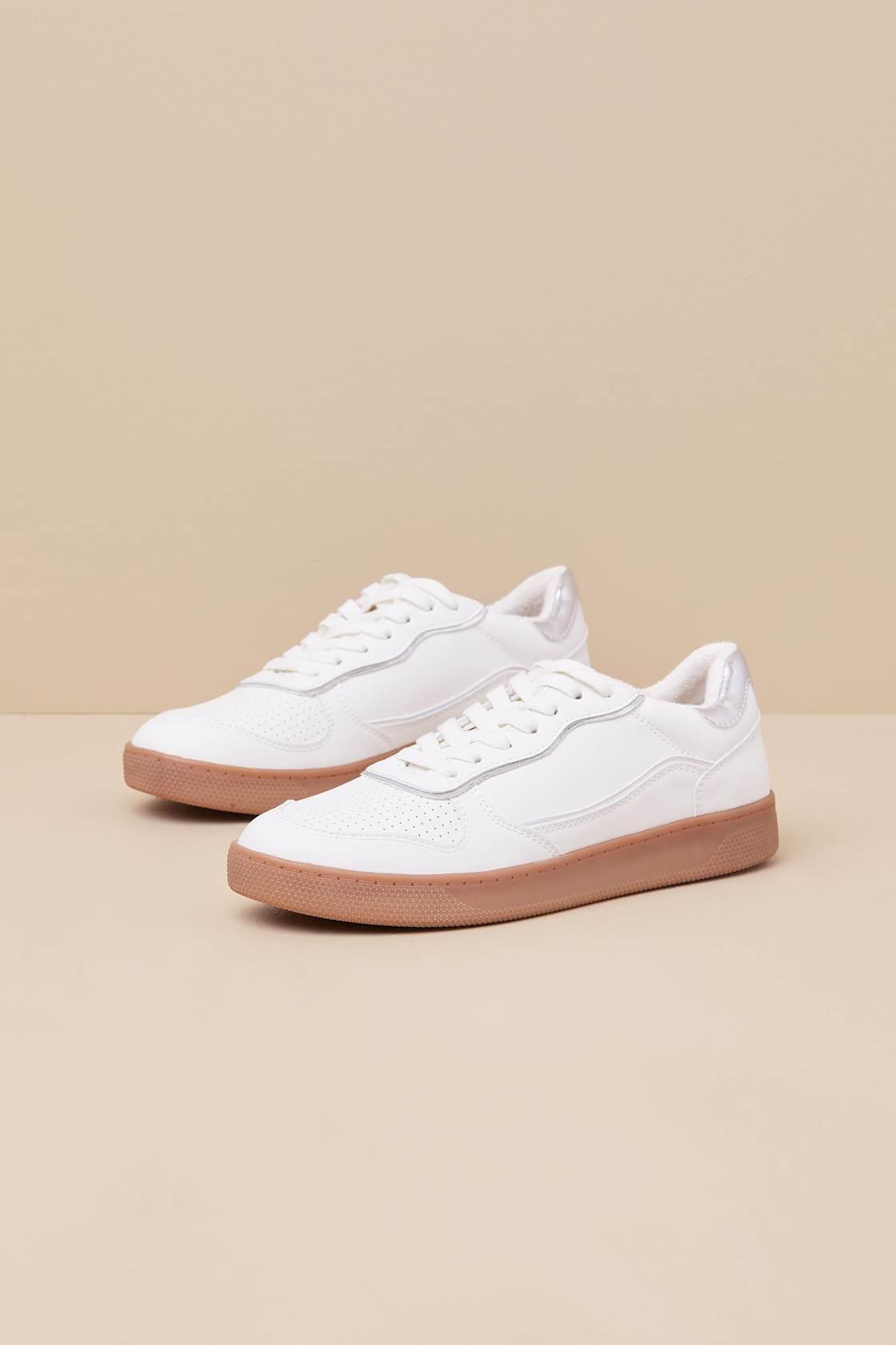 Callam White and Silver Color Block Lace-Up Sneakers Product Image
