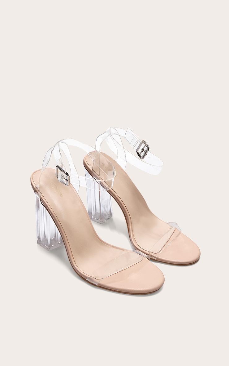 Nude Wide Fit Clear Block Heel Sandal Product Image
