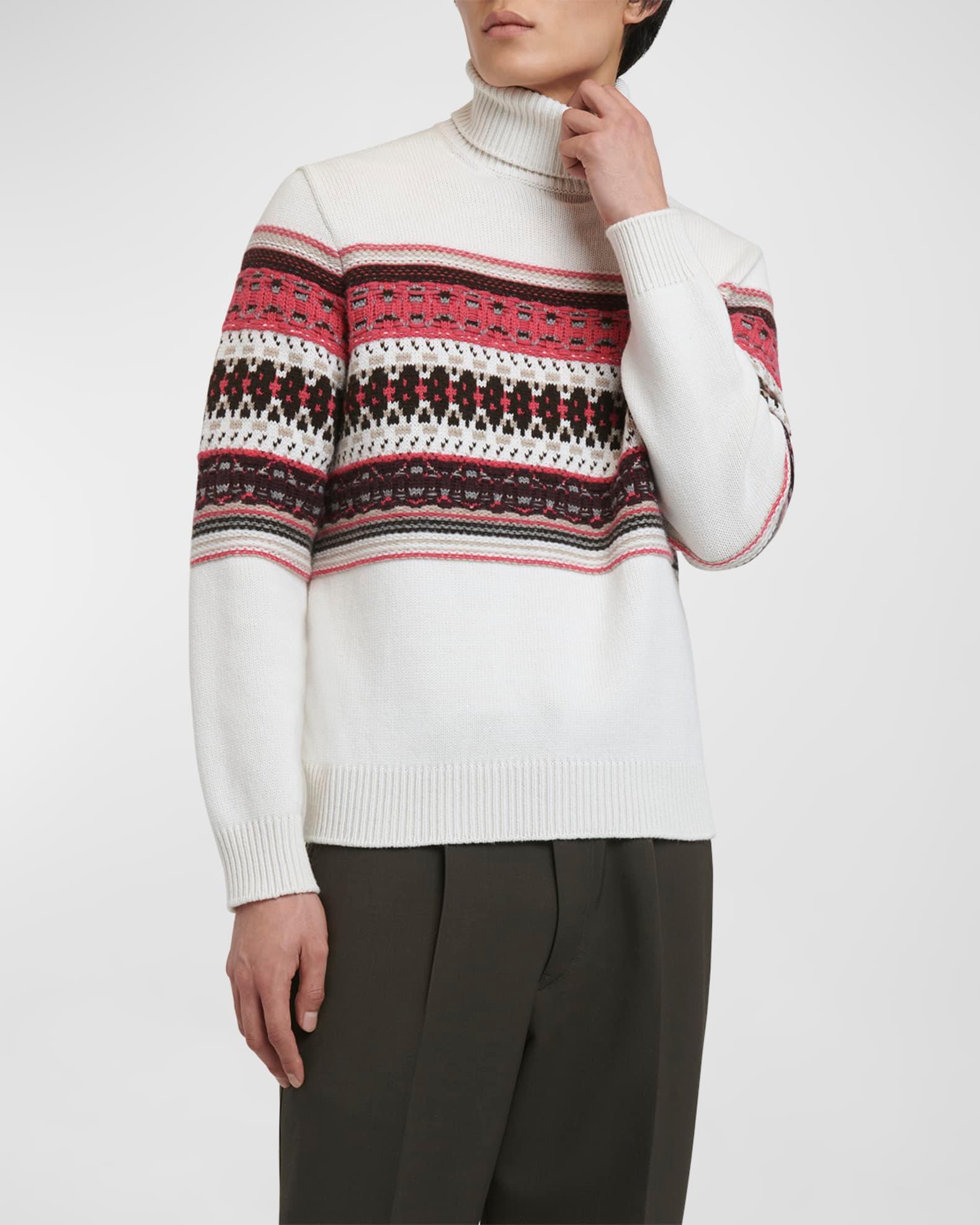 Men's Cashmere Jacquard Fair Isle Turtleneck Sweater Product Image