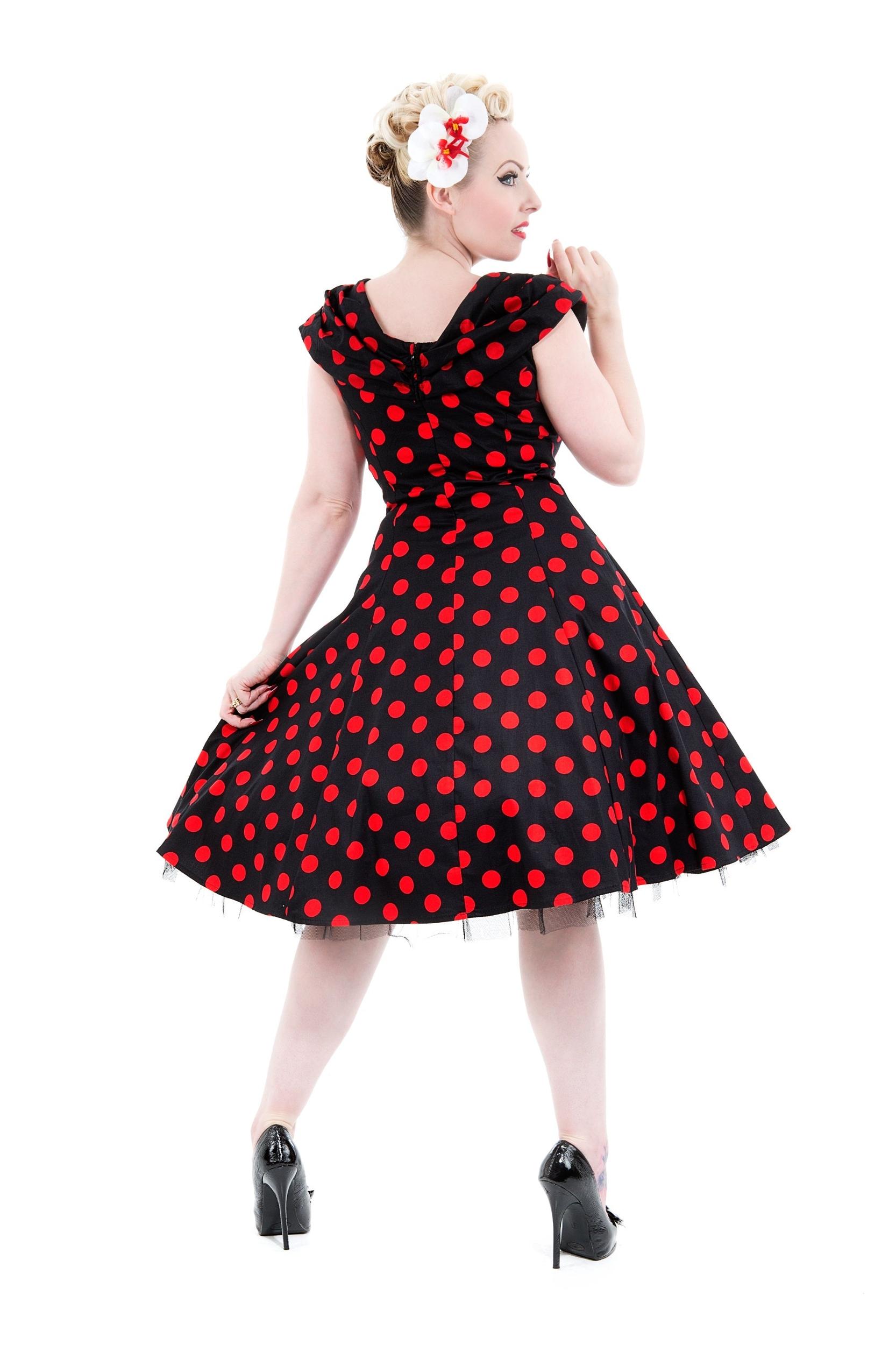 Black & Red Polka Dot Swing Dress Product Image