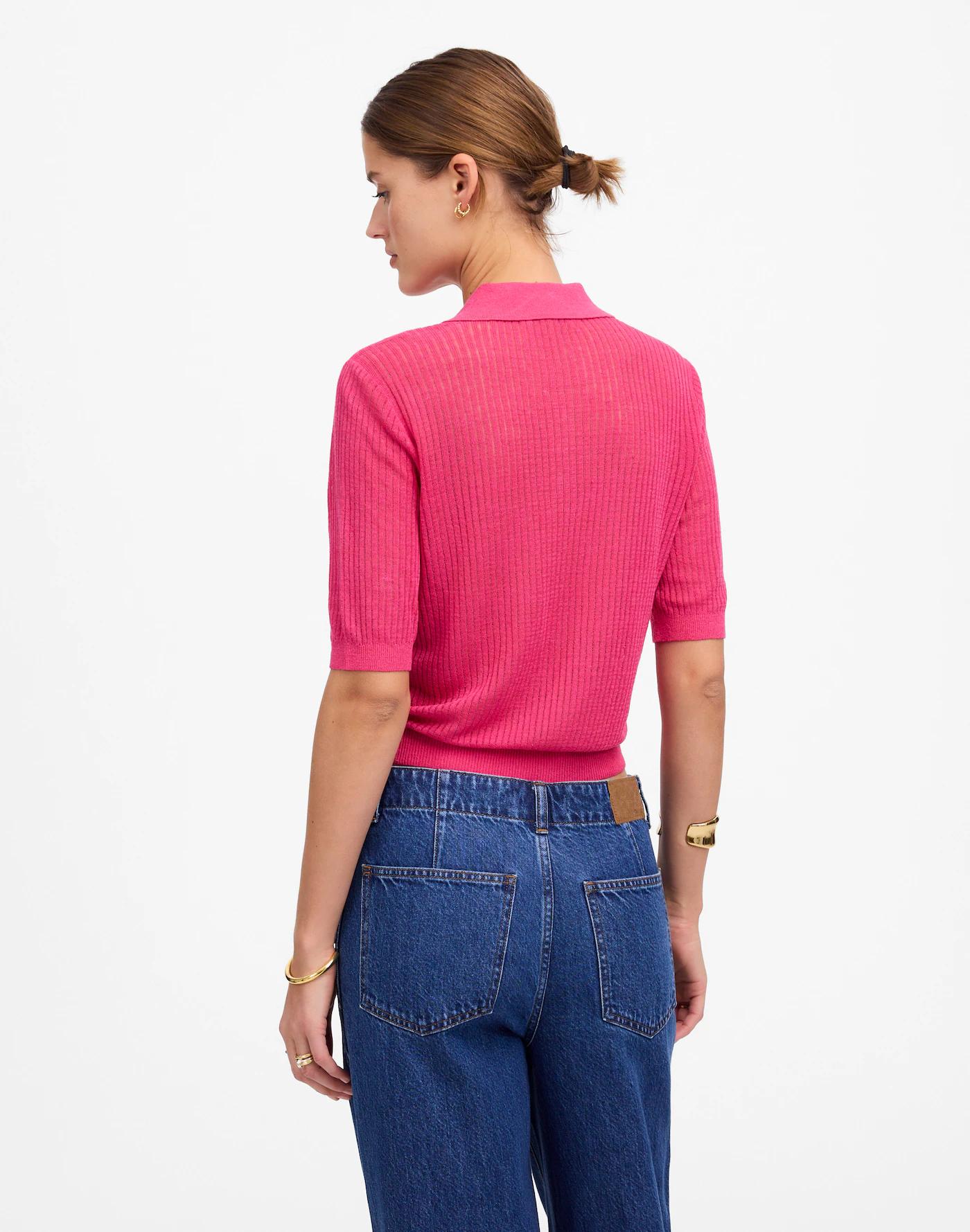 Short-Sleeve Polo Sweater Tee Product Image