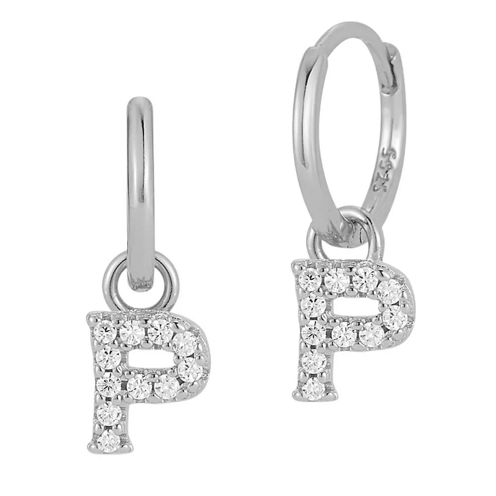 Sunkissed Sterling Cubic Zirconia Initial Drop Earrings, Women's, Silver Tone P Product Image