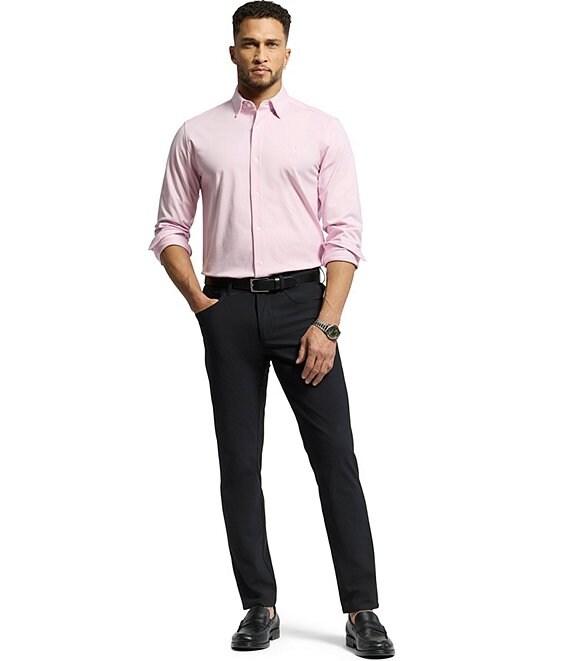 Psycho Bunny Jackson Classic Fit Stretch Knit Spread Collar Solid Dress Shirt Product Image