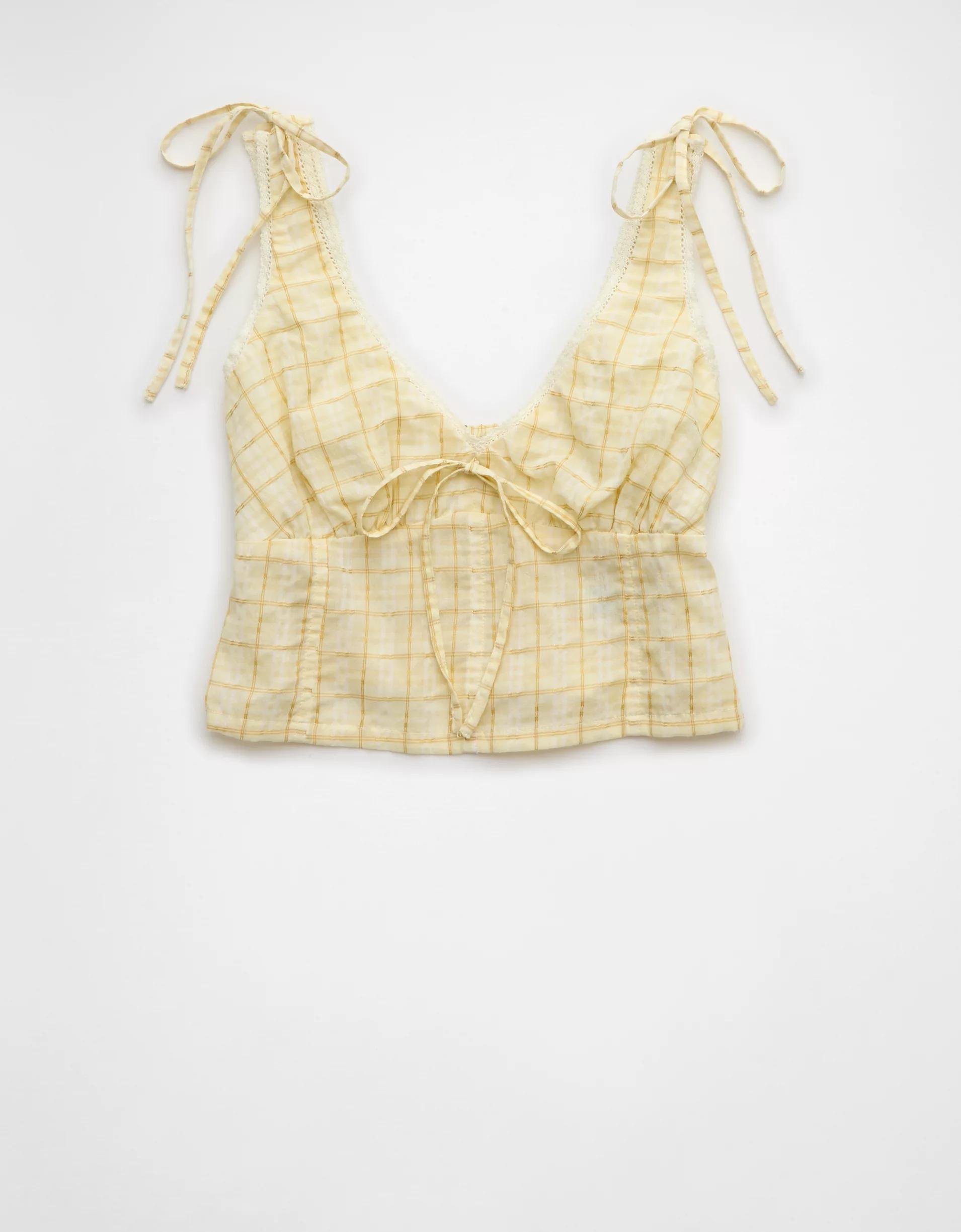 AE Tie Shoulder Corset Tank Top Product Image