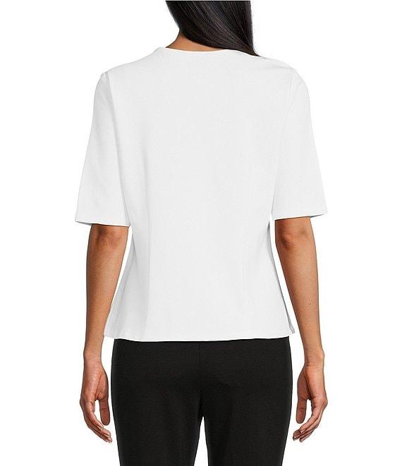 Investments Signature Ponte Short Sleeve Crew Neck Darted Hem Top Product Image
