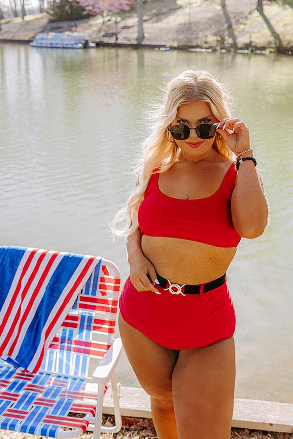 Moon River Bikini Top in Red Curves Product Image
