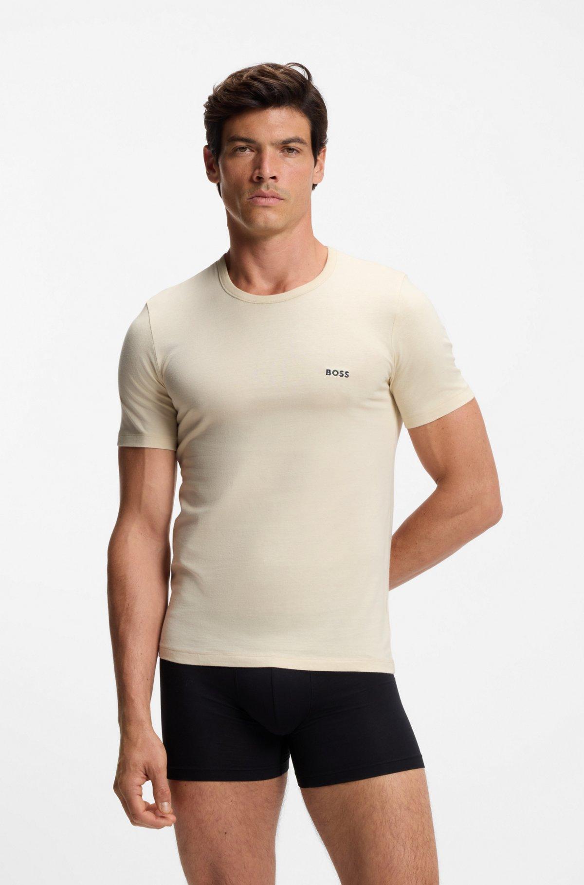 Three-pack of cotton T-shirts with logo embroidery Product Image