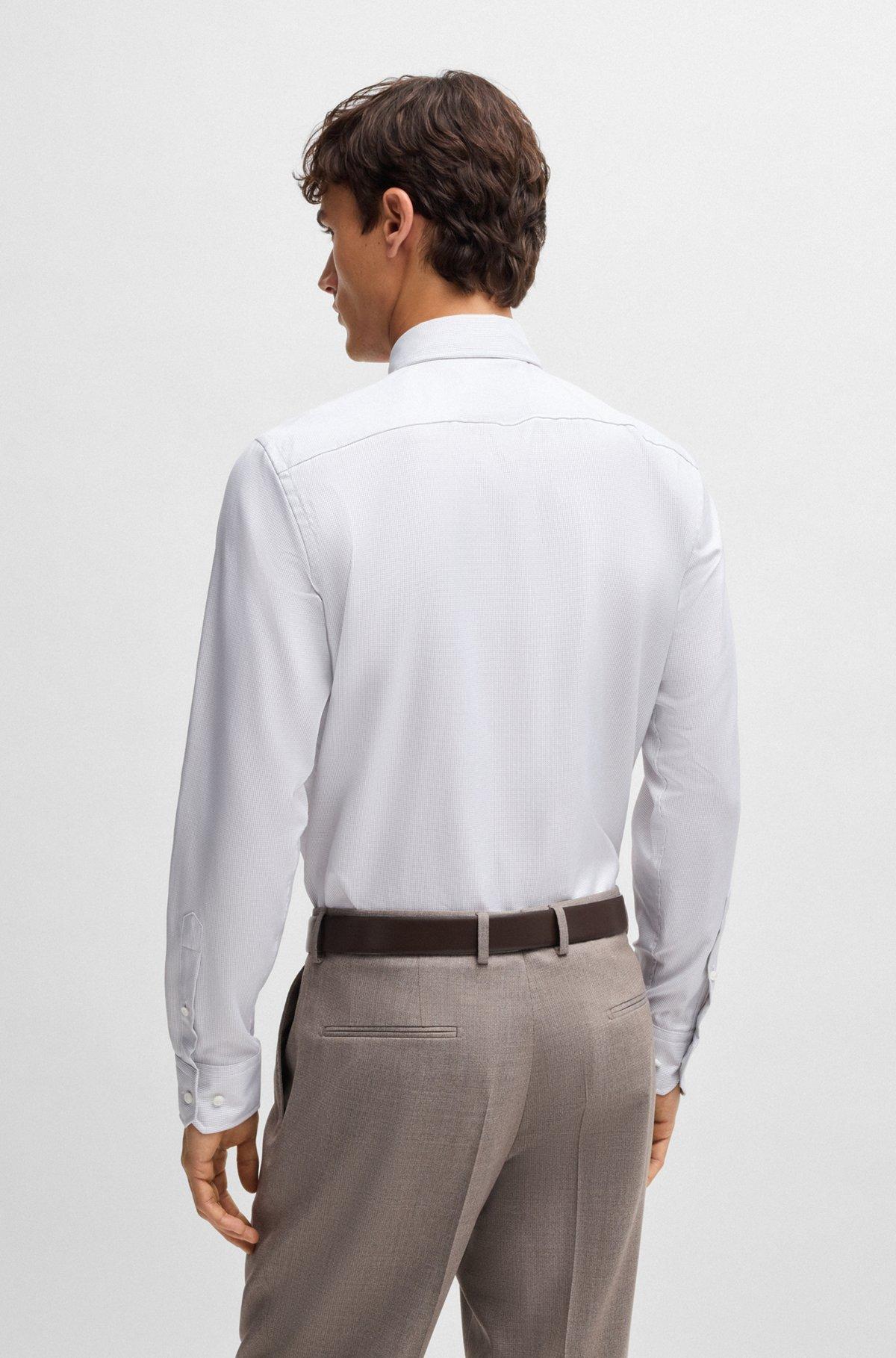 Regular-fit shirt in structured crease-resistant cotton Product Image