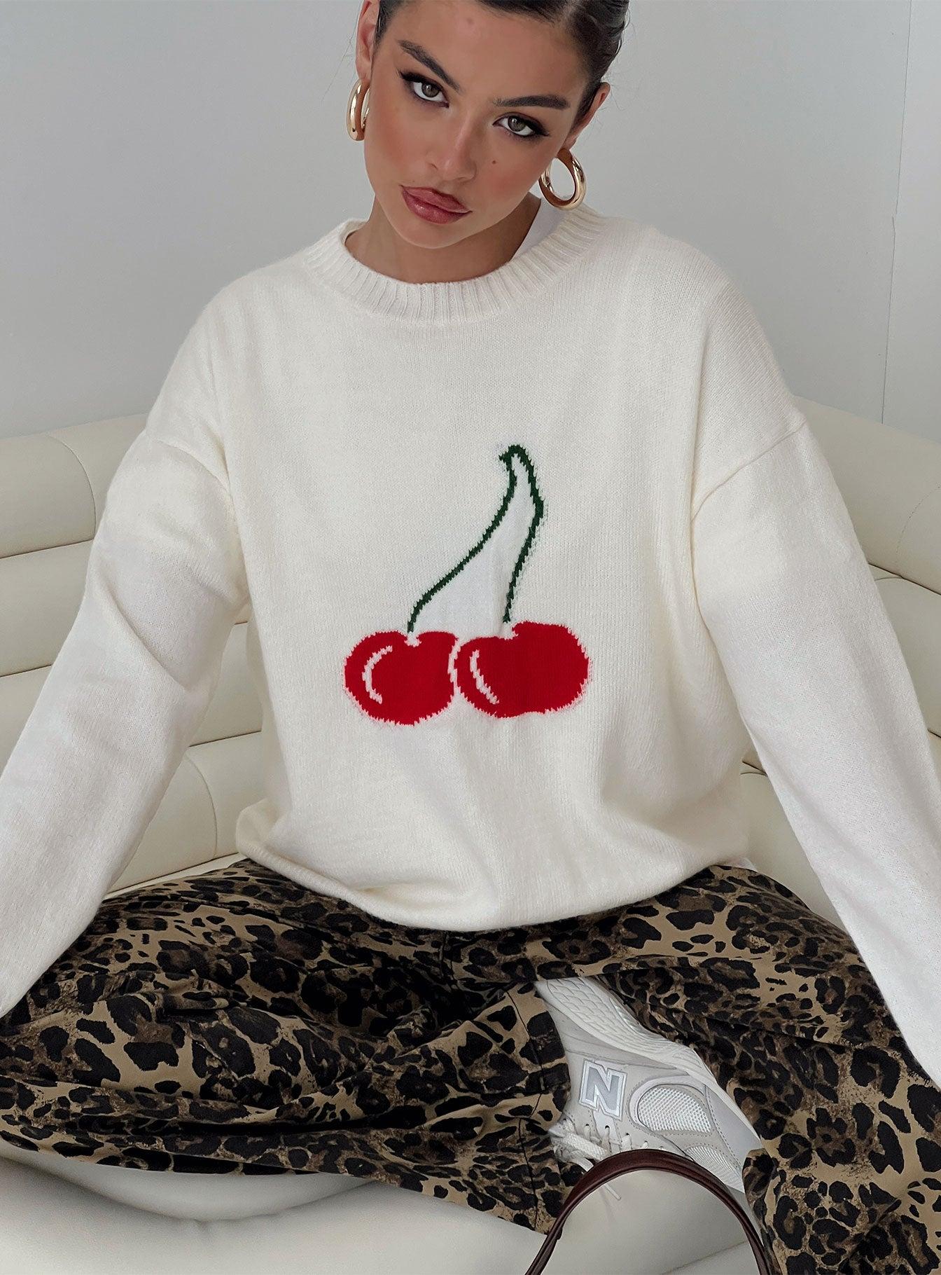 Cherry Dreams Knit Jumper Cream Product Image
