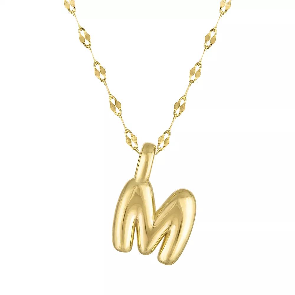 Junior Jewels 14k Gold Over Silver Bubble Initial Pendant Necklace, Women's, Size: 15.5", Gold Tone M Product Image